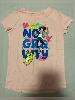 No Gravity Over The Moons Girls Size Small Top Tee Shirt Pink Short Sleeve